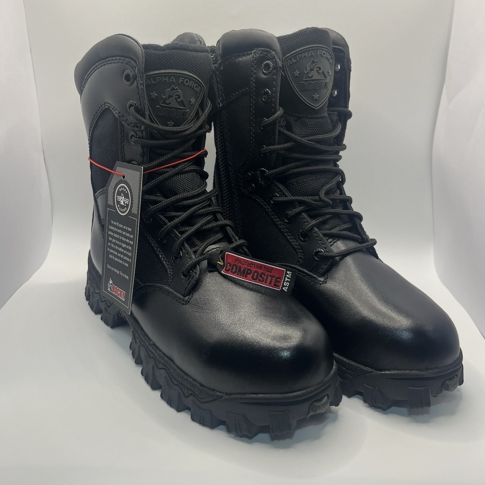 Rocky Men's 8" Waterproof AlphaForce Zipper Composite Toe Public Service Boot 4M